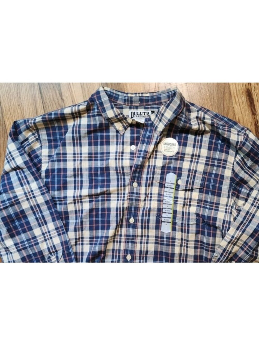 Duluth Trading Relaxed Fit Cotton Button Shirt 3XL Untucked Plaid Cotton Stretch